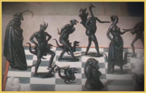 checkmate painting figures black