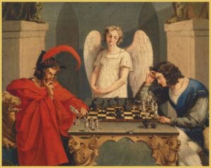 mephistopheles playing chess with faust etsy